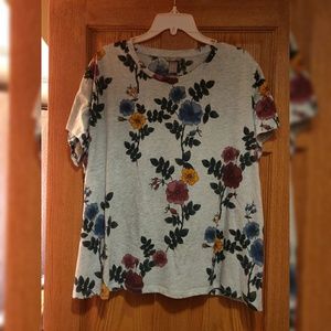H&M Floral Grey T-shirt